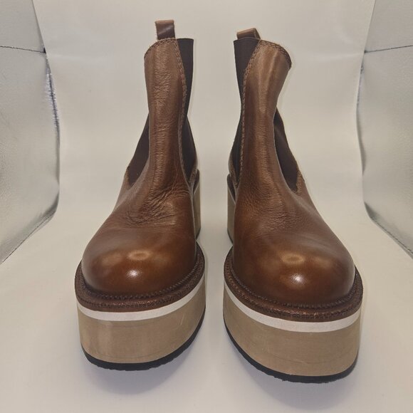 Diba True Shoes - Diba True She Nah Women's Brown Leather Platform Chelsea Boots - Size 8.5
